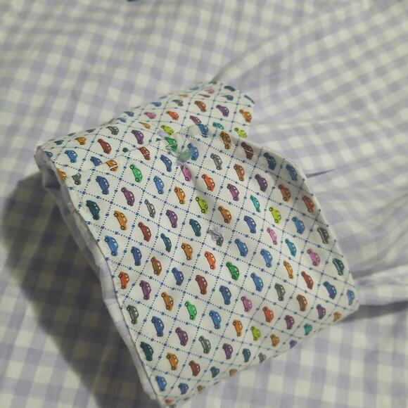 NWT Bugatchi XL men's Shaped Fit lavender check 100% cotton flip cuff long-slv - Picture 5 of 16